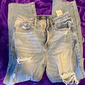 Hollister Women's Light Blue Ripped Skinny Jeans